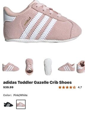 adidas Toddler Gazelle Crib Shoes - Pink & White